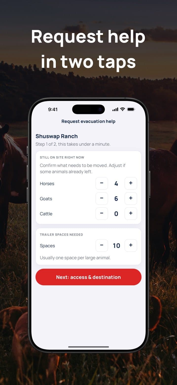 LCN request screen: ask for help in two taps